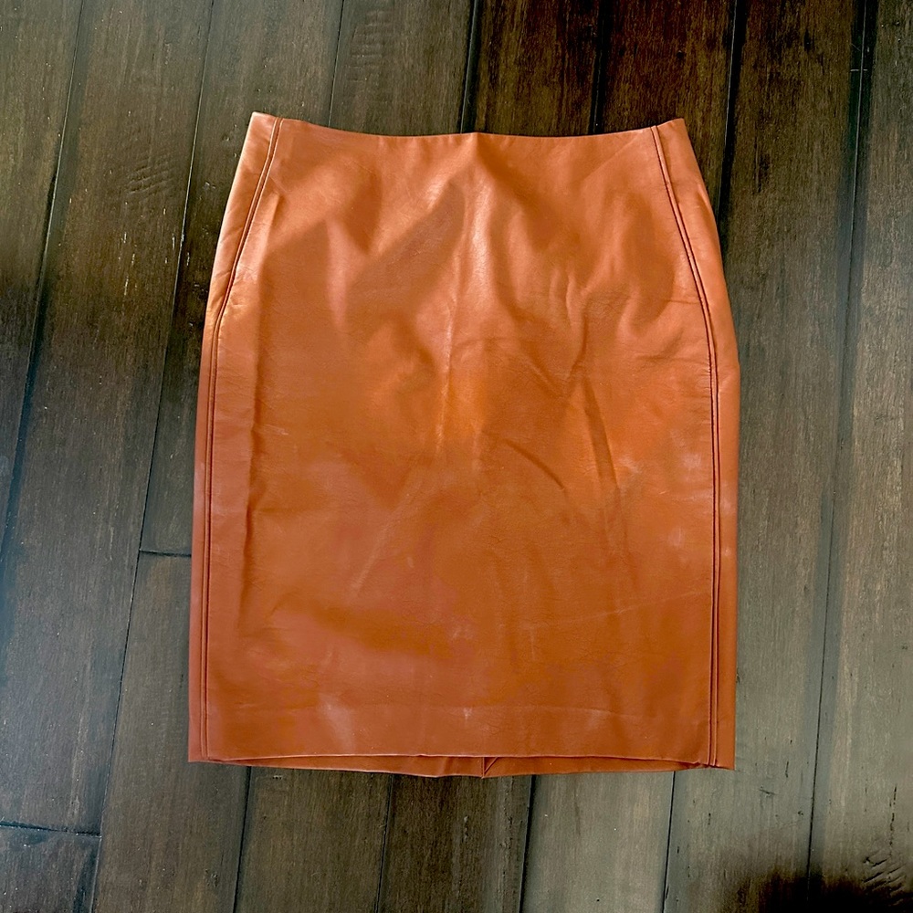 Camel vegan leather skirt